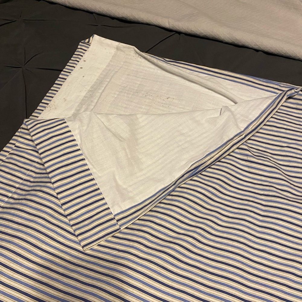 Two cotton striped curtain panels. 50”x106”